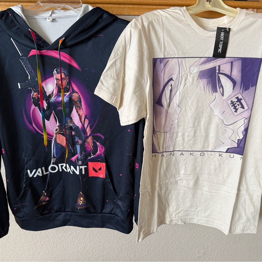 Anime Graphic Tee and Pullover Bundle Adult Small New
